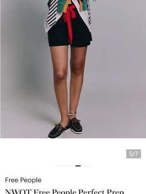 Free People NAVY BLUE Shorts with Red Waist Tie. SIZE 4
